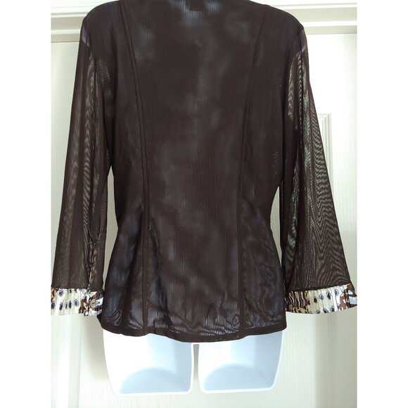 Alberto Makali Womens Artsy Pleated Sheer Mesh Sleeves Embroidered L Electic - Picture 11 of 13